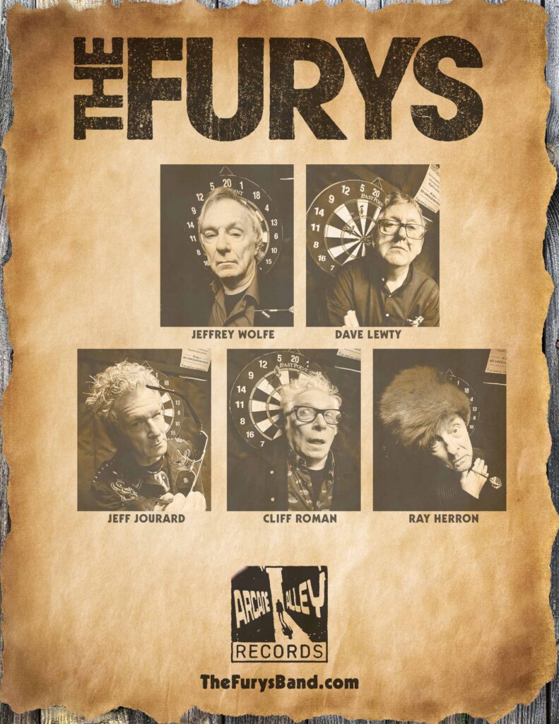 The Furys wanted poster: Jeff Wolfe, Dave Lewty, Jeff Jourard, Cliff Roman, Ray Herron